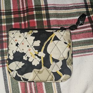 Vera Bradley Black and Cream Floral Quilted Pouch